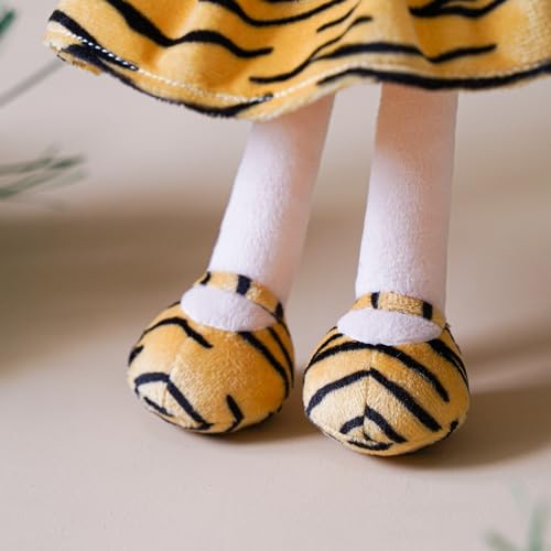 Gloveleya Baby Dolls Soft Snuggly First Baby Girl Gifts Plush Doll with Light Skin & Tiger Dress 12inches Animal Series