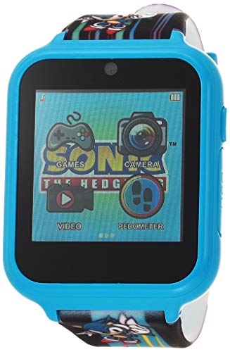 Sonic The Hedgehog Kids Smart Watch - Interactive Touchscreen With Games, Selfie Camera, Step Tracker, Alarm, And Printed Silicone Strap - Fits Wrists 5.5' To 8.0'