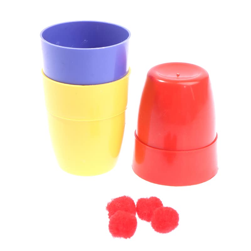SUMAG Three Cups and Balls Plastic Magic Tricks Balls Appearing/Disappearing Close up Gimmick Comedy Kids Magic (Small - Multi-C