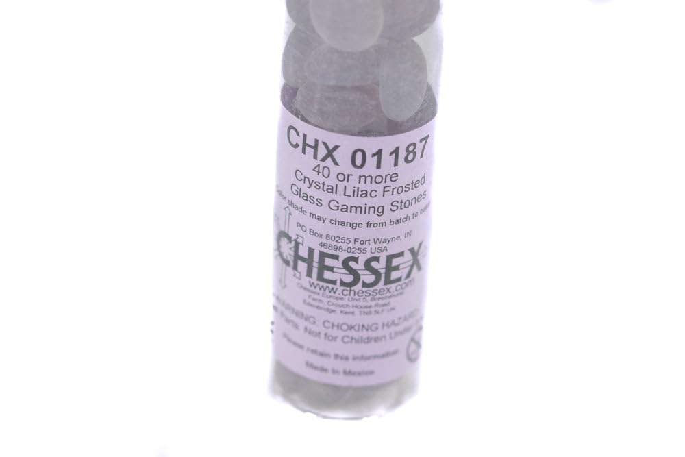 Chessex Manufacturing Chx01187 Glassstonestube - Crystal Lilac Frosted Board Gaming Stone - 40 Piece