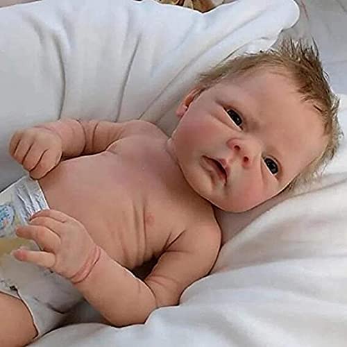ZTDOLL Reborn Baby Dolls Boy 18 Inch Opened Eyes, Full Vinyl Body Poseable Real Life Baby and Weightd Body, Handmade Realistic B