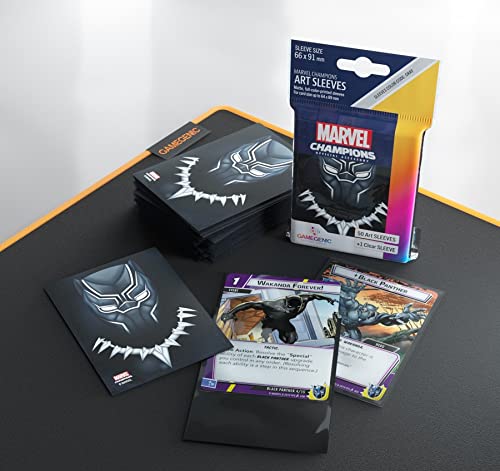 Gamegenic Marvel Champions The Card Game Official Black Panther Art Sleeves | Pack Of 50 Art Sleeves And 1 Clear Sleeve | Card Game Holder | Use With Tcg And Lcg Games | Made By Fantasy Flight Games