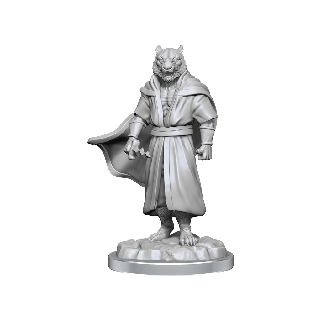 Critical Role Unpainted Miniatures: Male Human Sorcerer Merchant & Tiger Demon
