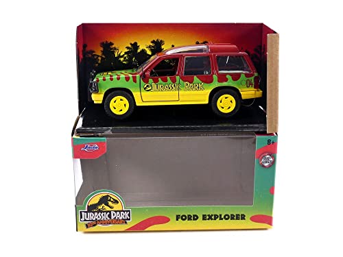 Jada Toys Jurassic Park 1:32 Ford Explorer Die-Cast Car, Green/Red, Metal, Model 31956, Collectible Toy for Kids & Adults