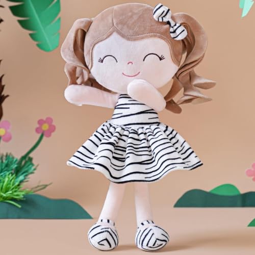 Gloveleya Baby Dolls Soft Snuggly First Baby Girl Gifts Plush Doll with Light Skin & Zebra Dress 12inches Animal Series