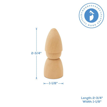 Woodpeckers Gnome Wood Peg Dolls, Unfinished Birch, 2-3/4 inch, Pack of 10 for Crafting & Small World Play