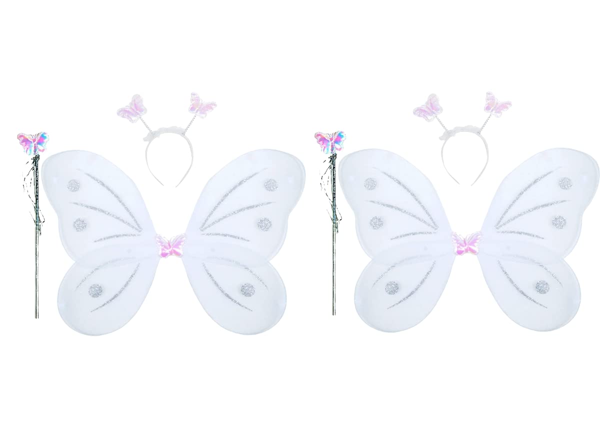 Ak Anolihk Nylon Fairy Butterfly Wings Costume For Baby Girl (2Pc White Wings)