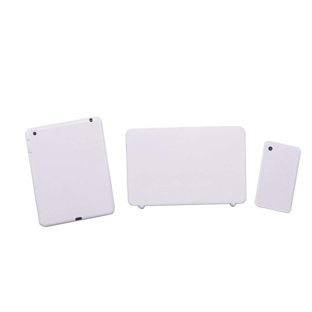 Dollhouse Decoration Miniature Accessories Dollhouse Computer Laptop Tablet Phone Simulation Accessories For Doll 1/6 1/12 Miniatures Play Set - 3 Pcs (3 Laptop- White)