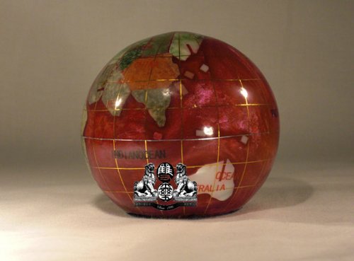 Unique Art 3-Inch Pink Pearl Swirl Ocean Gemstone World Globe Paper Weight