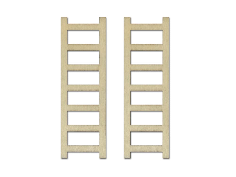 Craft Medley Miniature DIY Wood Dollhouse Diorama Ladders - 2 Piece - 4 Inches Tall, Brown