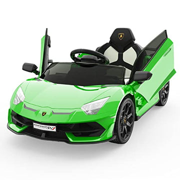 Hetoy Ride on Car for Kids 12V Licensed Lamborghini Electric Vehicles Battery Powered Sports Car with Control, 2 Speeds, Sound S