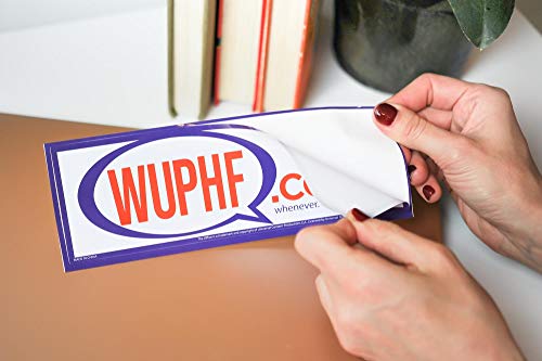 The Office Wuphf.Com Sticker - White 8.25-Inch X 2.75 -Inch With Red & Blue Print - Sitcom Social Media Startup Spoof - Great Gift For Hit Comedy Television Series Fans - For Home, Work, School