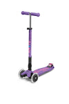 Micro Kickboard - Maxi Deluxe Foldable Led - Three Wheeled, Lean-To-Steer, Fold-To-Carry Swiss-Designed Micro Scooter For Kids With Motion-Activated Light-Up Wheels For Ages 5-12 (Purple)