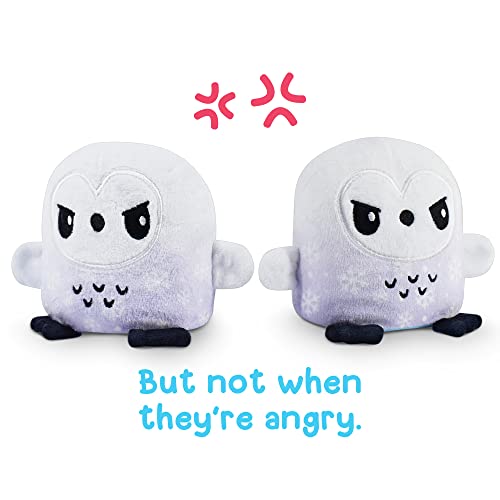 TeeTurtle - Plushmates - Magnetic Reversible Plushies that hold hands when happy - Snowy Owl - Huggable and Soft Sensory Fidget