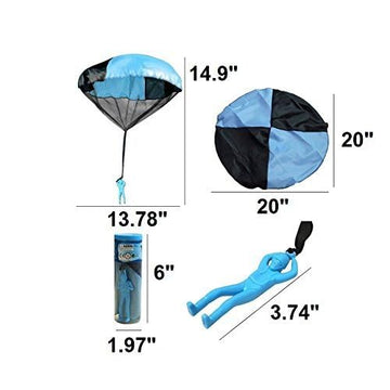 Toys+ Skydiver Parachute Men 3 Piece Set- Tangle Free with Launcher containers (Colors and Styles May Vary)