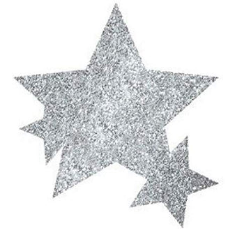 Amscan Stars Assorted Glitter Self-Adhesive Body Jewelry, 5' X 3 1/2' (Pkg. Size), Silver
