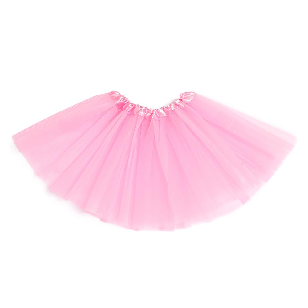 2-8Years Girls Tutu Classic Elastic 3 Layered Tulle Skirt Tutu for Toddler Girl (Pink)