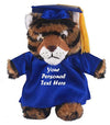 Plushland Plush Stuffed Animal Toys 12 Inches Present Gifts for Graduation Day Personalized Text Name or Your School Logo on Gown Best for Any Grad School Kids (Graduation Tiger Blue Gown)