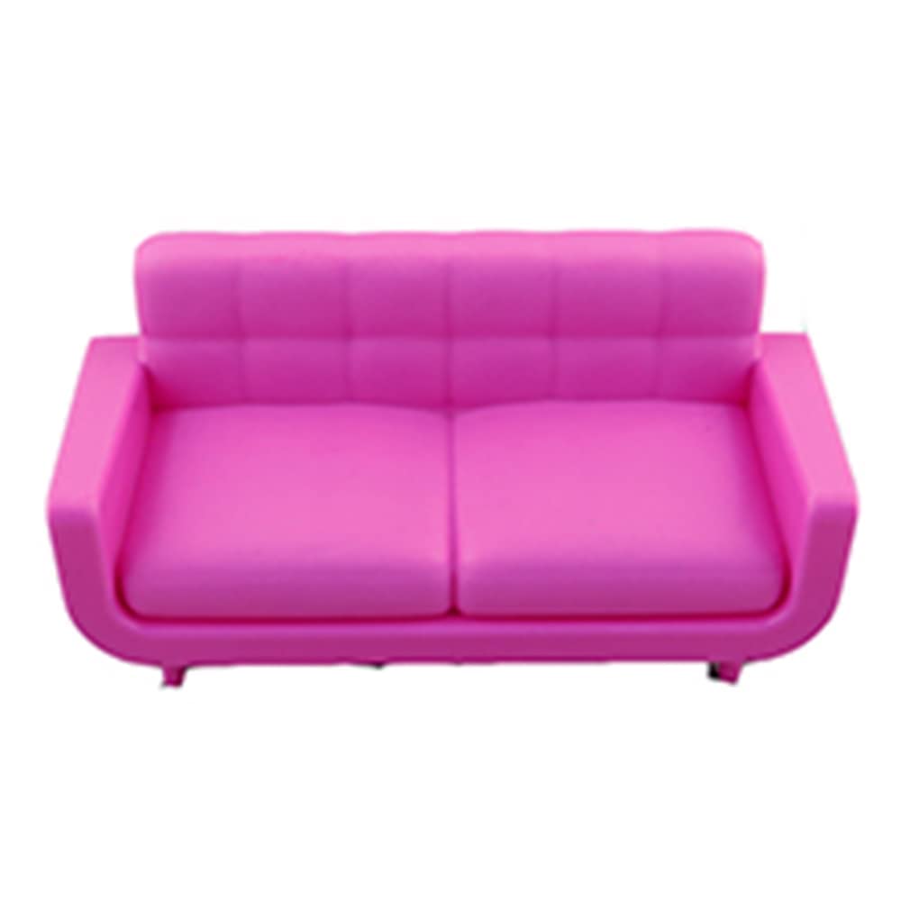 Ele Toys Part for Barbie Dreamhouse Playset GRG93 - Ele Toys Doll Size Pink Plastic Sofa - Couch