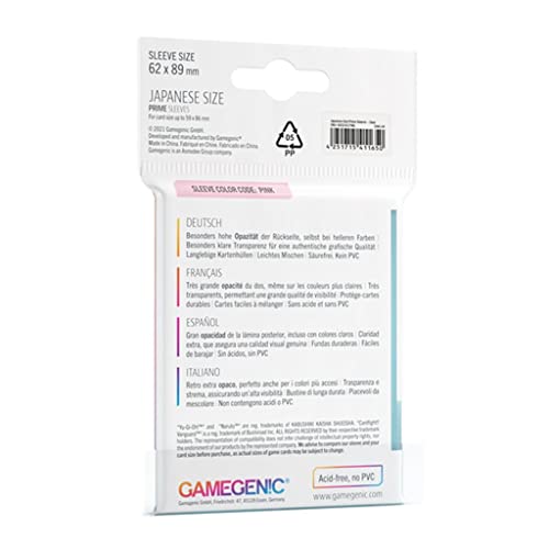 Prime Japanese Size Card Sleeves | 60 Pack of 62 mm by 89 mm Card Sleeves | enhanced Quality Card Game Holder | Use with TCG and LCG Games | Clear Color | Made by Gamegenic