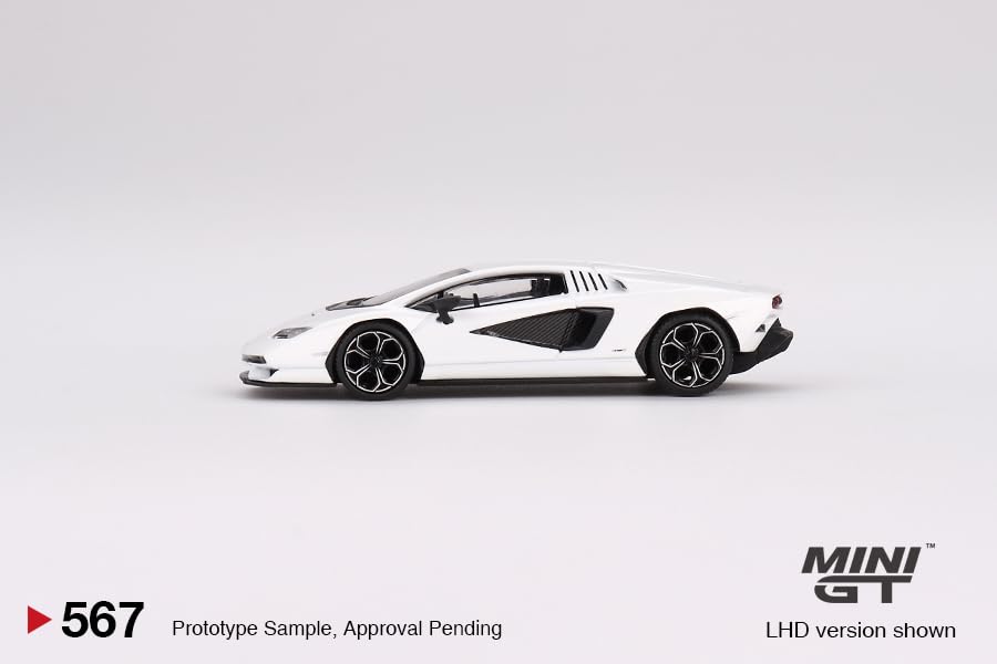 MINI GT True Scale Miniatures Model Car Compatible with Lamborghini Countach LPI 800-4 Bianco Siderale 1/64 Diecast Model Car MG