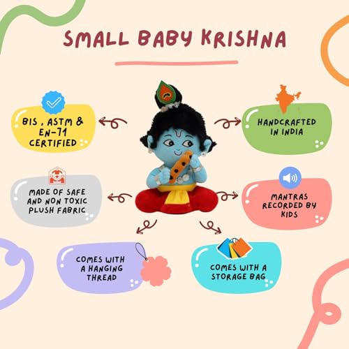 PandaS Box Mantra Chanting Baby Krishna (Small - 23 Cm) | Musical Soft Plush Toy | Best Gift For Infants, Toddlers & Babies