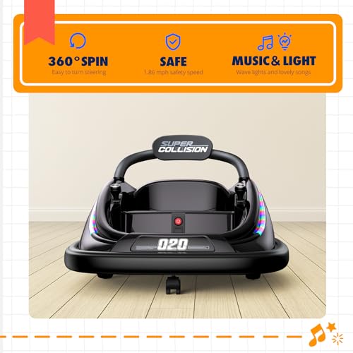 Powerwhale 12V Electric Bumper Car Ride Toy With Remote and Music Function for Toddlers Ages 1-6 - Birthday, Childrens Day, Chr