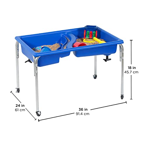 Children'S Factory Neptune Sensory Table-18 H, Double Basin-18 H, Blue