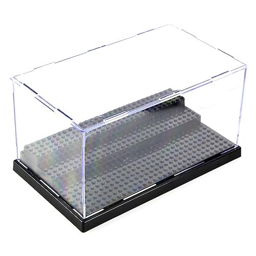 Wmm Minifigure Display Case For Action Figures Blocks, Dustproof Acrylic Display Box Storage With 3 Movable Steps For Collection