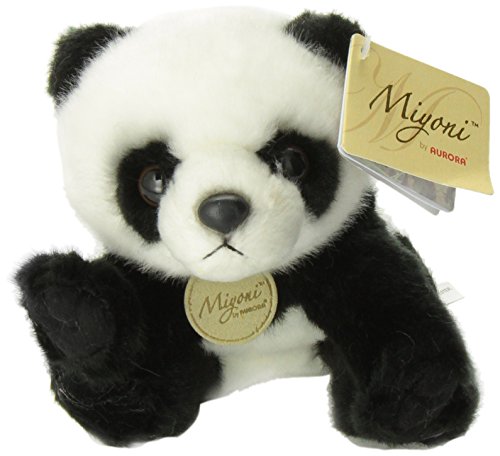 Aurora® Miyoni® Panda Stuffed Animal - 6" Black, Realistic Details, Soft Polyester, Ideal for Bedrooms or Classrooms, Model 10821