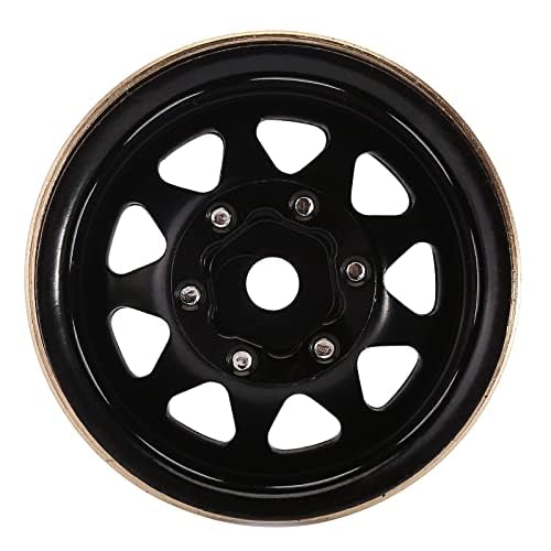 INJORA 1.0 Beadlock Wheel with Brass Ring Negative Offset -3.78mm 1.0'' Wheels for TRX4M Axial SCX24 1/18 1/24 Upgrade (Black)