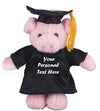 Plushland Plush Stuffed Animal Toys 12 Inches Present Gifts for Graduation Day Personalized Text Name or Your School Logo on Gown Best for Any Grad School Kids (Graduation Pig Black Gown)