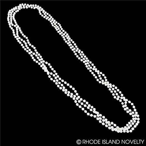 Rhode Island Novelty 48 Inch 7mm White Pearl Necklaces, Pack of 12