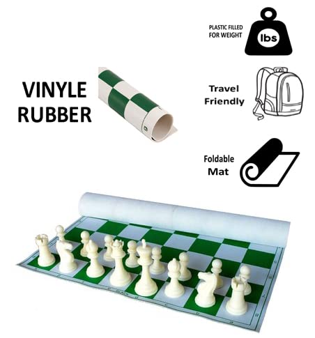 Stonkraft 18.2 X 18.2 Tournament Chess Vinyl Foldable Chess Game With Solid Plastic Pieces (With Two Extra Queens + Vinly Po