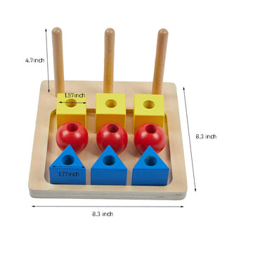 Adena Montessori Inspired Toys 3 Colored Solids On Dowels Toys Designed For 1 2 3 Years Old Toddlers Shape Sorting Toys