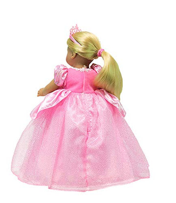American Fashion World 18-Inch Doll Pink Sparkle Princess Set - Crown Included, Premium Quality Polyester Outfit