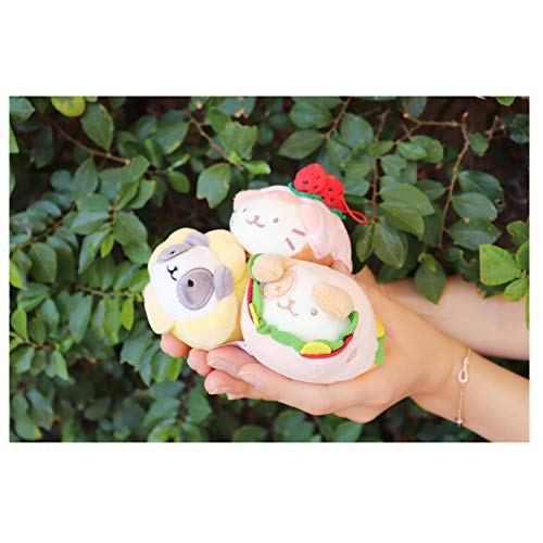 Anirollz Stuffed Animal Plush Keychain - Ornament Charm Toy Doll | Soft, Squishy, Warm, Cute, Comfort, Safe | Strawberry Roll Cake Outfitz With Kitty - Birthday Decorations Gift 4' Kittiroll