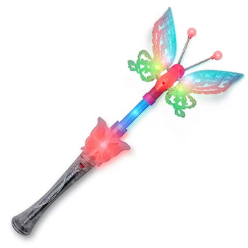 Blinkee Large Musical LED Butterfly Wand - 18.5" Plastic - Red Blue Jade - Model 1475020