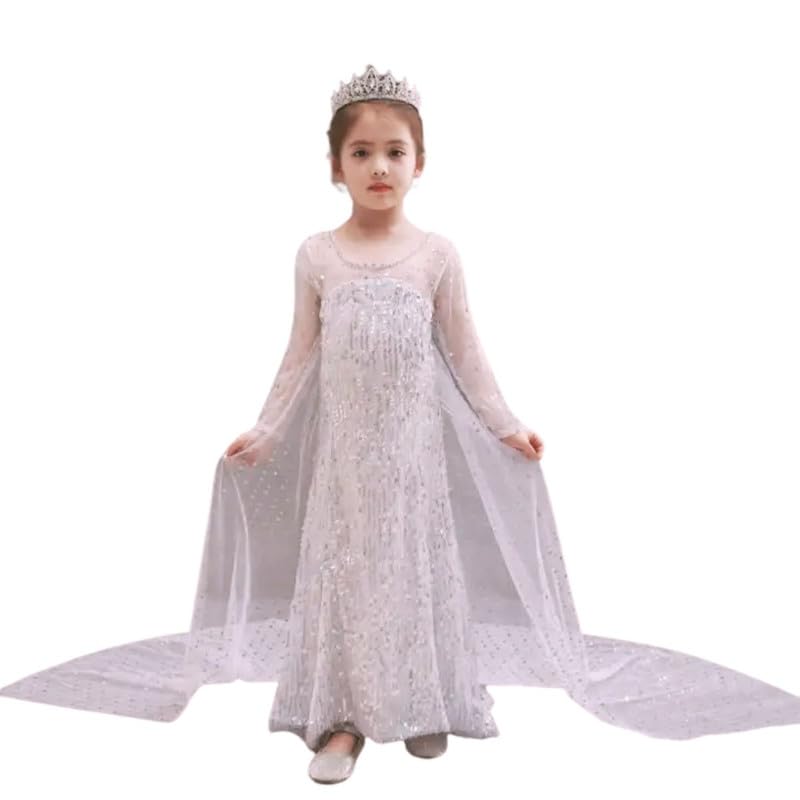 Fancydresswale Girls Floor Length Princess Casual Dress And Accessories For Girls Birthday (White Princess, 8-10 Years)