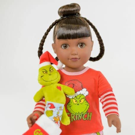 My Life As Grinch Sleepover 18 Inch Doll Christmas Holiday Collectible W/Bonus (Dk Brunette/Brown)