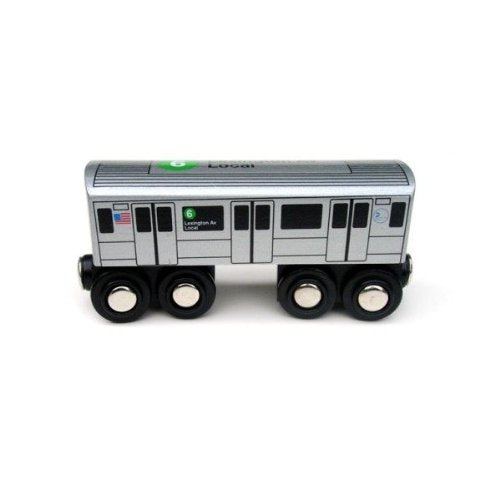 MUNI PALS NYC Subway 6 Car Wooden Toy Train Set - Silver, Compatible with Major Wooden Railway Systems