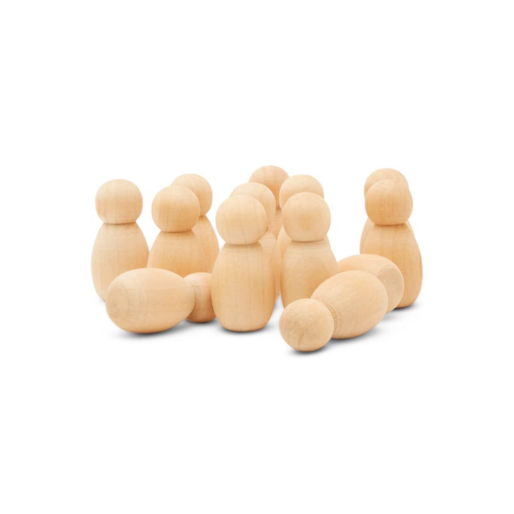 Tiny Peg Doll 1-3/8 Inch Pack Of 50 Peg People For Crafting And Nativity Set, Loose Parts Play Unfinished Wooden Peg Baby, By Wo