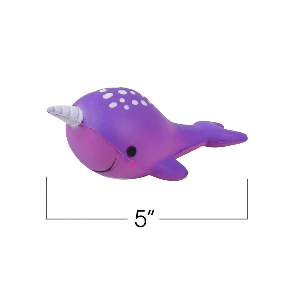 Artcreativity Squeezy Narwhals, Set Of 4, Scented Slow Rising Stress Relief Toys For Kids, Squeezable Narwhale Birthday Party Fa