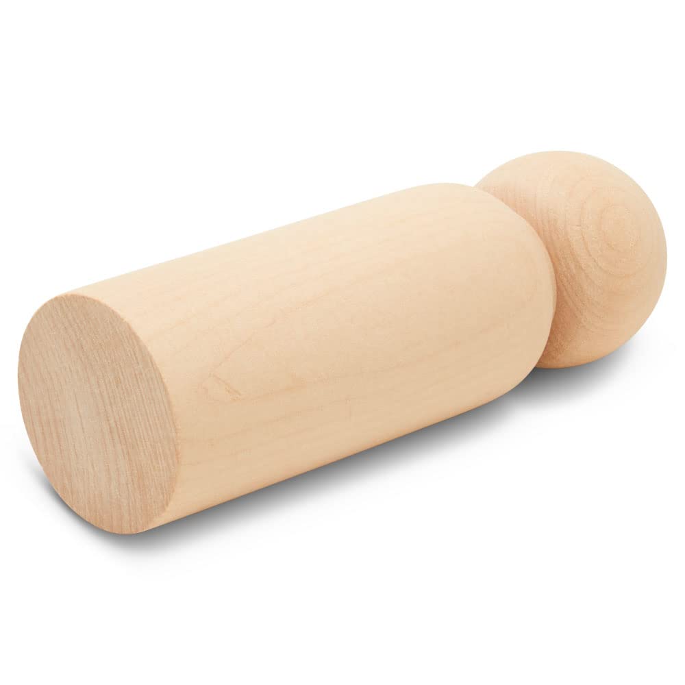 Large Wooden Peg Dolls 5-1/2 Inch, Pack Of 5 Unfinished Jumbo Dad Peg Doll Figures For Peg People Crafts, By Woodpeckers