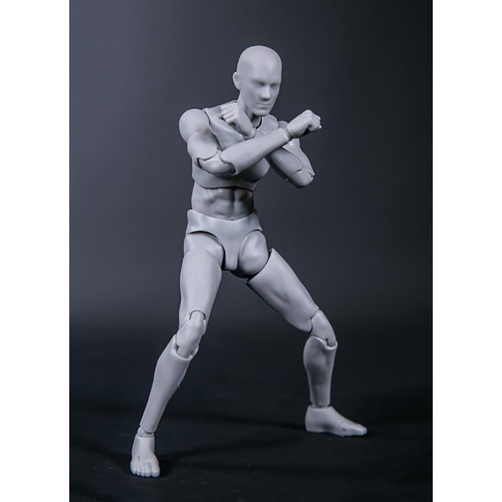 Souforce 1:12 Scale Male Figure Body 6In Flexible Grey Pocket Series Drawman Action Figure Doll Miniature Figure Collection
