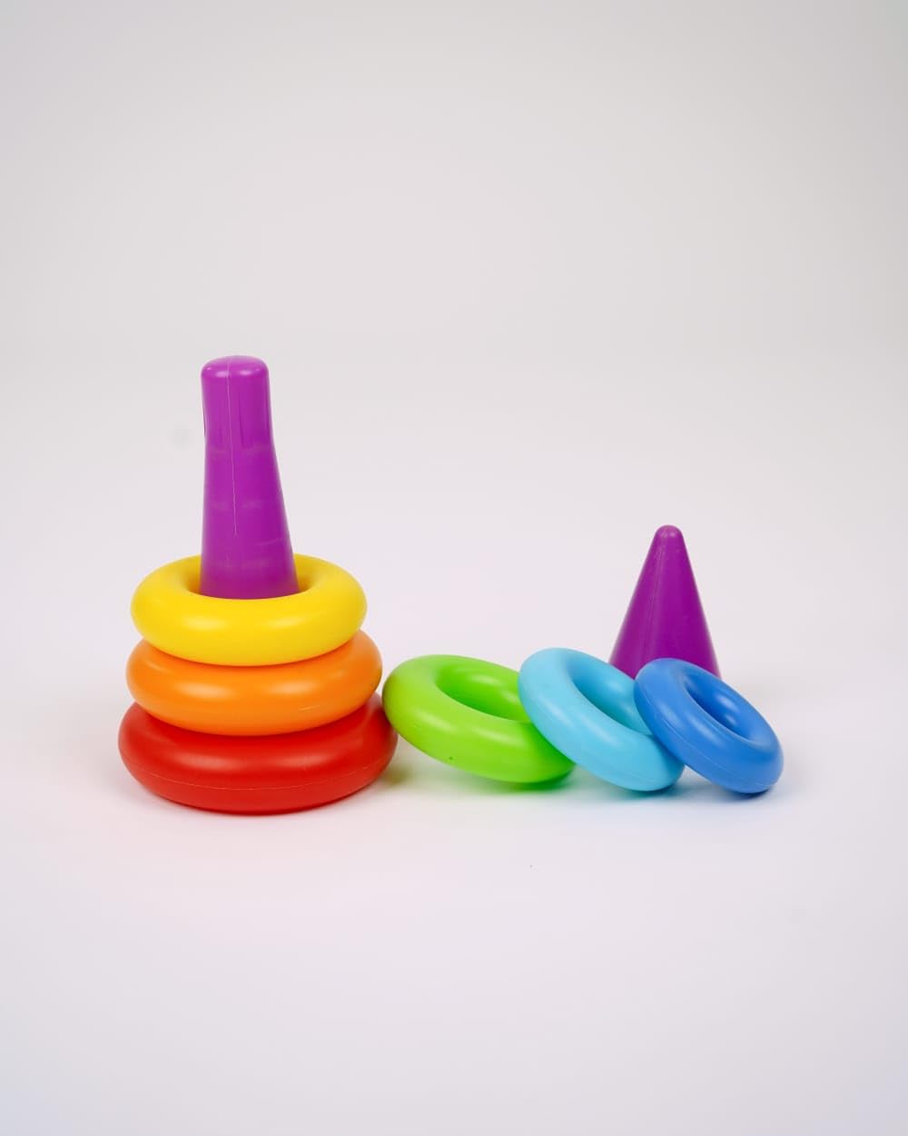 Vidhyapati Enterprises Rainbow Ring Stacker | Montessori Stacking Toy For Babies & Toddlers | Spinning Stacker For Motor Skills
