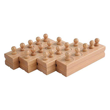 Adena Montessori Wooden Knobbed Cylinder Block Set of 4 - Educational Tools for Preschool Learning, Model A021