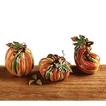 Set Of 3 Porcelain Mini Pumpkins
