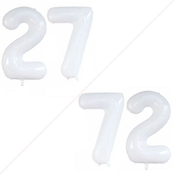 Goer Number 27 Balloons For 27Th Birthday Party Decorations,42 Inch Jumbo Foil Helium 72 Balloons For 72Nd Birthday Party Decoration (White)