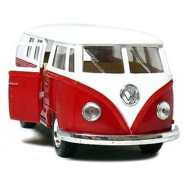 KiNSMART Set of 4 Classic 1962 Volkswagen Vans 1:32 Scale Metal Models - Green, Maroon, Red, Yellow